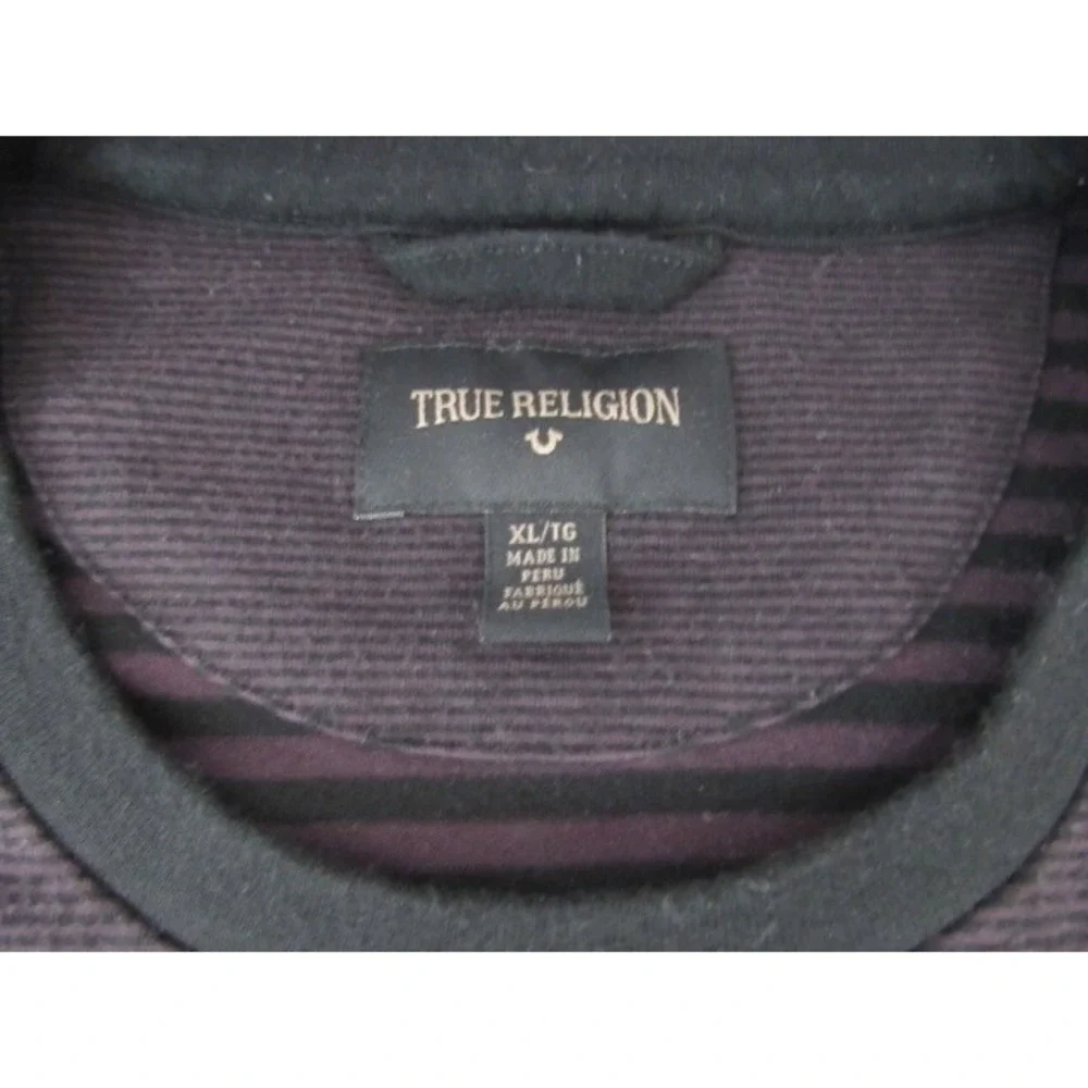True Religion Monogram Burgundy Red Crew Neck Shirt Sz XL 100% Cotton